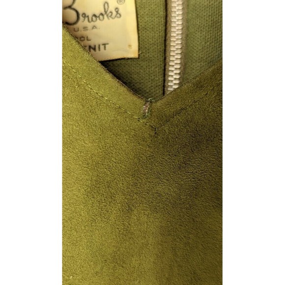 Vintage Bobbie Brooks 100% Wool Double Knit Green Dress Size 8 - Picture 2 of 5